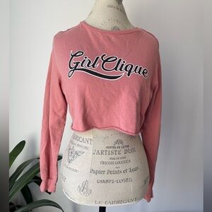 Pink longsleeve cropped sweatshirt